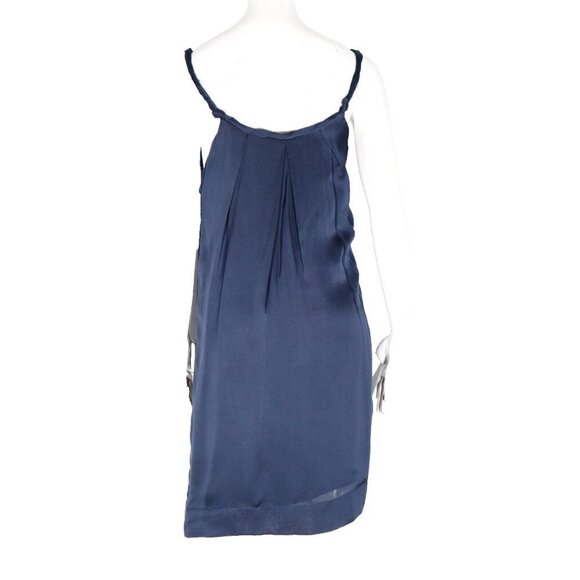 Graham & Spencer Women Small Navy Blue Silk Slip Dress Mini Knotted Strap Dress - Picture 6 of 7
